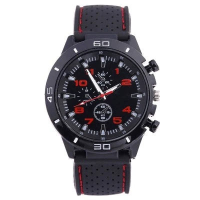 Leisure Sports Watch Silicone Plastic Ordinary Glass Mirror Pin Buckle Round Dial