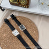 Leisure Square Alloy Case Ordinary Glass Mirror Couple's Watch With Roman Scale For Autumn And Winter