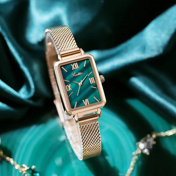 Leisure Square Alloy Women's Watch In Peacock Green