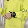 Leisure Square Electronic Watch Rubber Case Silicone Strap Stainless Steel Clasp Plastic Mirror