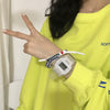 Leisure Square Electronic Watch Rubber Case Silicone Strap Stainless Steel Clasp Plastic Mirror