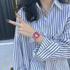 Leisure Square Electronic Watch Rubber Case Silicone Strap Stainless Steel Clasp Plastic Mirror