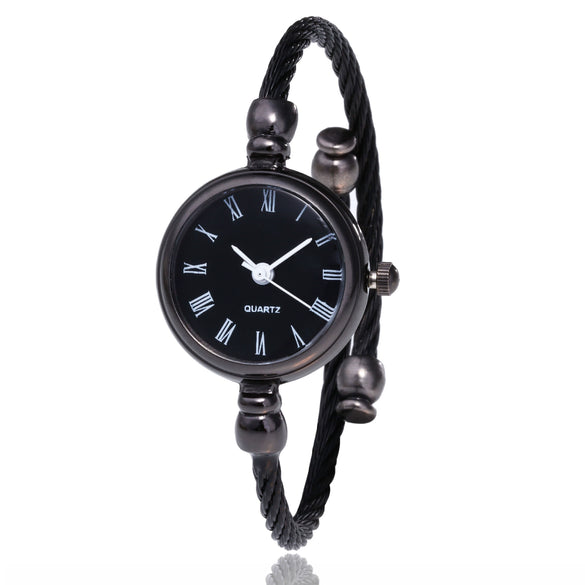Leisure Style Alloy Bracelet Pointer Female Student Round Dial Decorative Watch