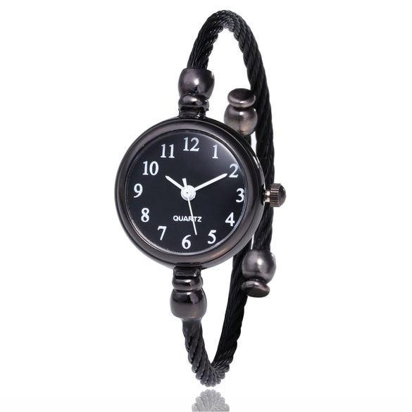 Leisure Style Alloy Bracelet Pointer Female Student Round Dial Decorative Watch