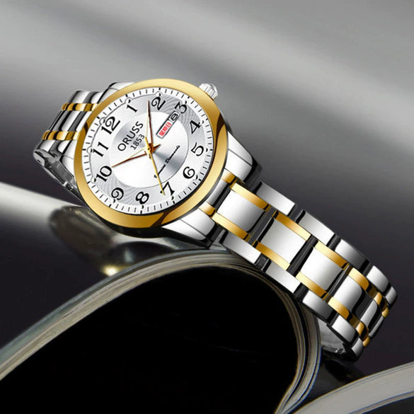 Leisure Ultrathin Waterproof Quartz Watch For Couples Tungsten Steel Alloy Mineral Strengthened Glass Mirror Round Dial