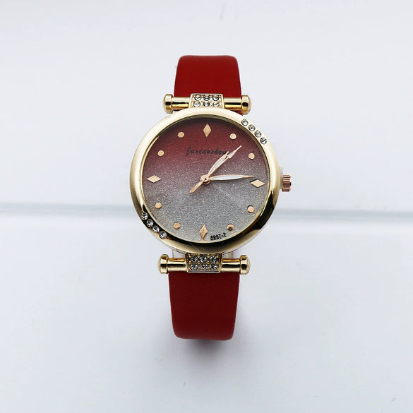 Leisure Women's Alloy And Pu Leather Round Dial Quartz Watch