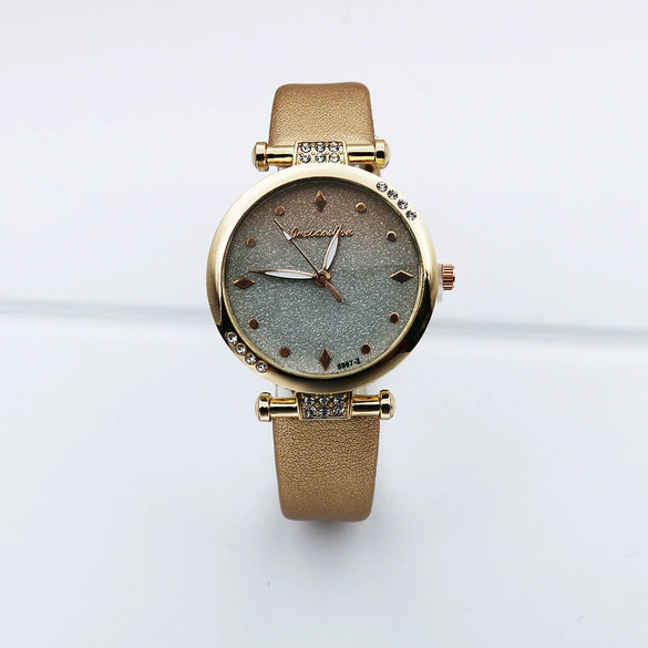 Leisure Women's Alloy And Pu Leather Round Dial Quartz Watch