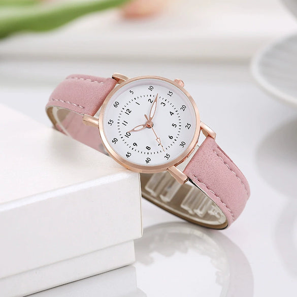 Leisure Women's Quartz Watch Alloy Case Imitation Leather Strap Stainless Steel Clasp Round Dial