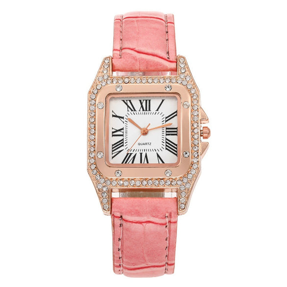 Leisure Women's Watch Alloy Case Imitation Leather Strap Spiral Crown Pin Buckle Round Dial