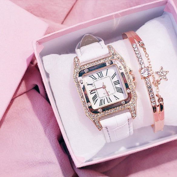 Leisure Women's Watch Alloy Case Imitation Leather Strap Spiral Crown Pin Buckle Round Dial