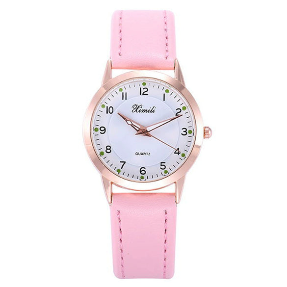 Leisure Women's Watch With Imitation Leather Strap Alloy Case Round Dial And Stainless Steel Buckle