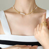 Lentil Stitching Freshwater Pearl Embellishment Brass Necklace For Girls With Electroplating Design