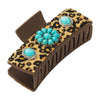 Leopard Leather Hairpin Shark Clip Alloy Turquoise Vintage Trendy Women's Fashion Inlay Hair Accessories