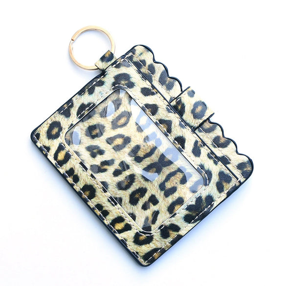 Leopard Print Pu Leather Card Bag Id Bag Coin Purse Clutch Bag Bank Card Bus Card Case