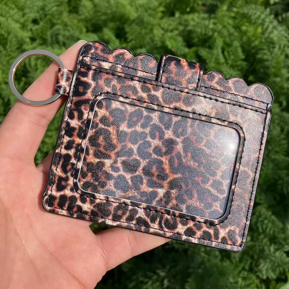 Leopard Print Pu Leather Card Bag Id Bag Coin Purse Clutch Bag Bank Card Bus Card Case