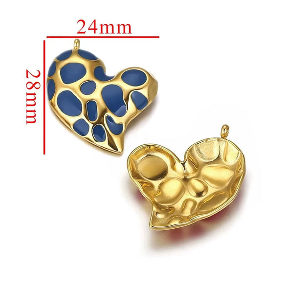 Leopard Print Totem Heart Retro Earrings And Pendants Stainless Steel Enamel Electroplated