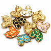 Leopard Print Totem Heart Retro Earrings And Pendants Stainless Steel Enamel Electroplated