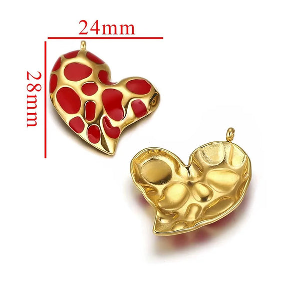 Leopard Print Totem Heart Retro Earrings And Pendants Stainless Steel Enamel Electroplated
