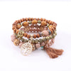Life Tree Tassel Bracelet Set Alloy Wooden Beads Exotic Style Plant Flowers Design Polishing Unisex Womens Jewelry Decoration With Letters Numbers Text Pattern