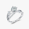 Light Luxury Advanced Cross Line Ins Style Silver Ring Jewelry For Women With Geometric Pattern And Diamond Design