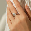 Light Luxury Advanced Cross Line Ins Style Silver Ring Jewelry For Women With Geometric Pattern And Diamond Design