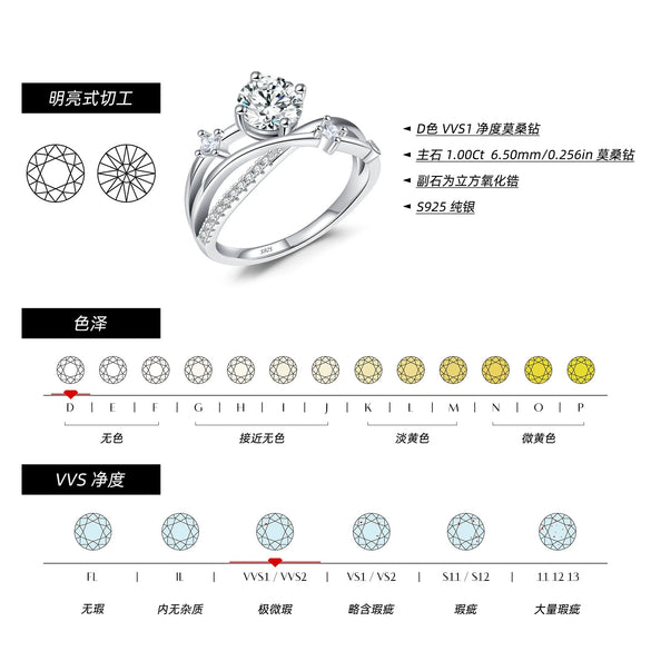 Light Luxury Advanced Cross Line Ins Style Silver Ring Jewelry For Women With Geometric Pattern And Diamond Design
