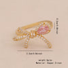 Light Luxury All Match Women's Copper Open Ring With Love Zircon And Bow Heart Shape Pattern Zirconia Processed