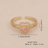 Light Luxury All Match Women's Copper Open Ring With Love Zircon And Bow Heart Shape Pattern Zirconia Processed