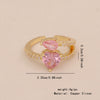 Light Luxury All Match Women's Copper Open Ring With Love Zircon And Bow Heart Shape Pattern Zirconia Processed