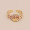Light Luxury All Match Women's Copper Open Ring With Love Zircon And Bow Heart Shape Pattern Zirconia Processed