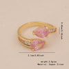 Light Luxury All Match Women's Copper Open Ring With Love Zircon And Bow Heart Shape Pattern Zirconia Processed