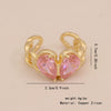 Light Luxury All Match Women's Copper Open Ring With Love Zircon And Bow Heart Shape Pattern Zirconia Processed