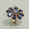 Light Luxury Alloy Hollow Flower Adjustable Ring With Diamond Accent Retro Exaggerated Floral Design For Unisex
