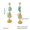 Light Luxury Beach Style Women's Stainless Steel Earrings With Pearl Shell Pendant Pvd Furnace Vacuum Real Gold Plated