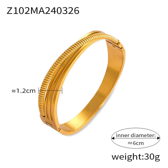 Light Luxury Bead Jewelry Titanium Steel Gold Plated Pastoral Style Flower Open Bracelet For Women