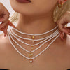 Light Luxury Beads Geometric Zircon Pendant Clavicle Necklace For Women Stainless Steel With Electroplating