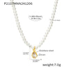 Light Luxury Beads Geometric Zircon Pendant Clavicle Necklace For Women Stainless Steel With Electroplating