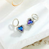 Light Luxury Blue Purple Crystal Ocean Heart Titanium Steel Necklace With Geometric Pattern And Electroplating For Women