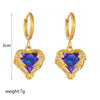 Light Luxury Blue Purple Crystal Ocean Heart Titanium Steel Necklace With Geometric Pattern And Electroplating For Women