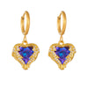 Light Luxury Blue Purple Crystal Ocean Heart Titanium Steel Necklace With Geometric Pattern And Electroplating For Women