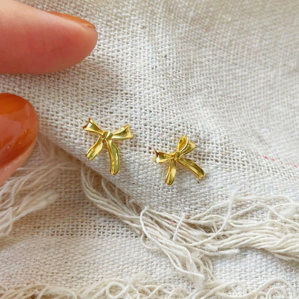 Light Luxury Bowknot Diamond Copper Earrings For Women