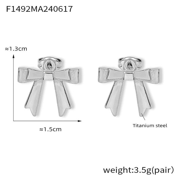 Light Luxury Bowknot Geometric 316L Stainless Steel Gold Plated Women's Earrings