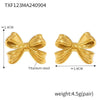 Light Luxury Bowknot Geometric 316L Stainless Steel Gold Plated Women's Earrings