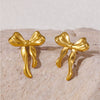 Light Luxury Bowknot Geometric 316L Stainless Steel Gold Plated Women's Earrings