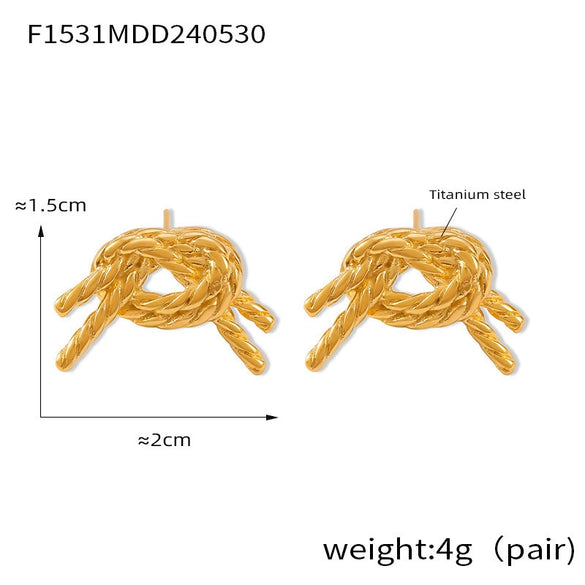 Light Luxury Bowknot Geometric 316L Stainless Steel Gold Plated Women's Earrings