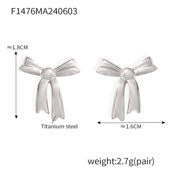 Light Luxury Bowknot Geometric 316L Stainless Steel Gold Plated Women's Earrings