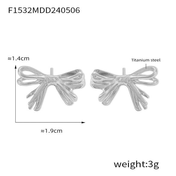 Light Luxury Bowknot Geometric 316L Stainless Steel Gold Plated Women's Earrings