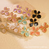 Light Luxury Colorful Flower Stainless Steel Earrings For Women With Dripping Oil Design