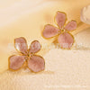 Light Luxury Colorful Flower Stainless Steel Earrings For Women With Dripping Oil Design