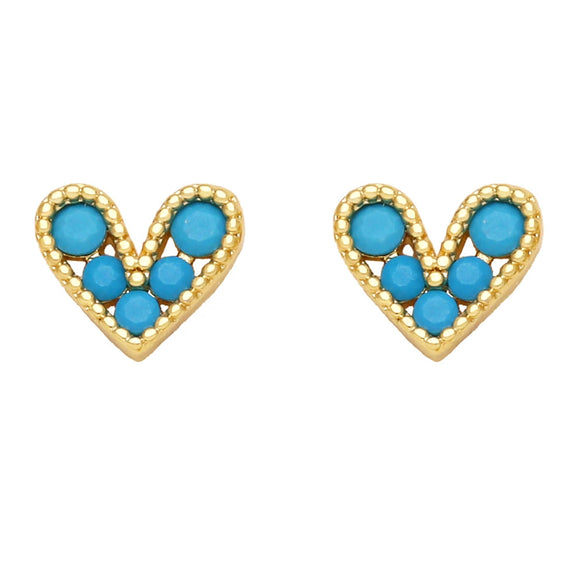 Light Luxury Copper Heart Shape Earrings With Zircon Inlay And Real Gold Plated Finish Trendy Mini Love Design For Women